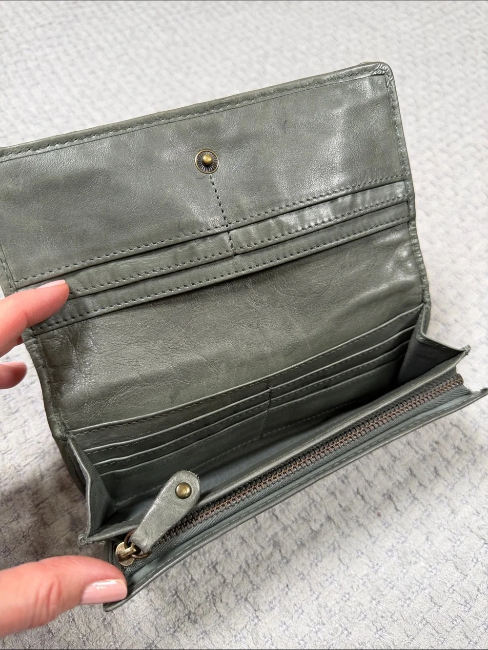 Vintage Leather Embellished Leather Wallet Green Mandala Braided